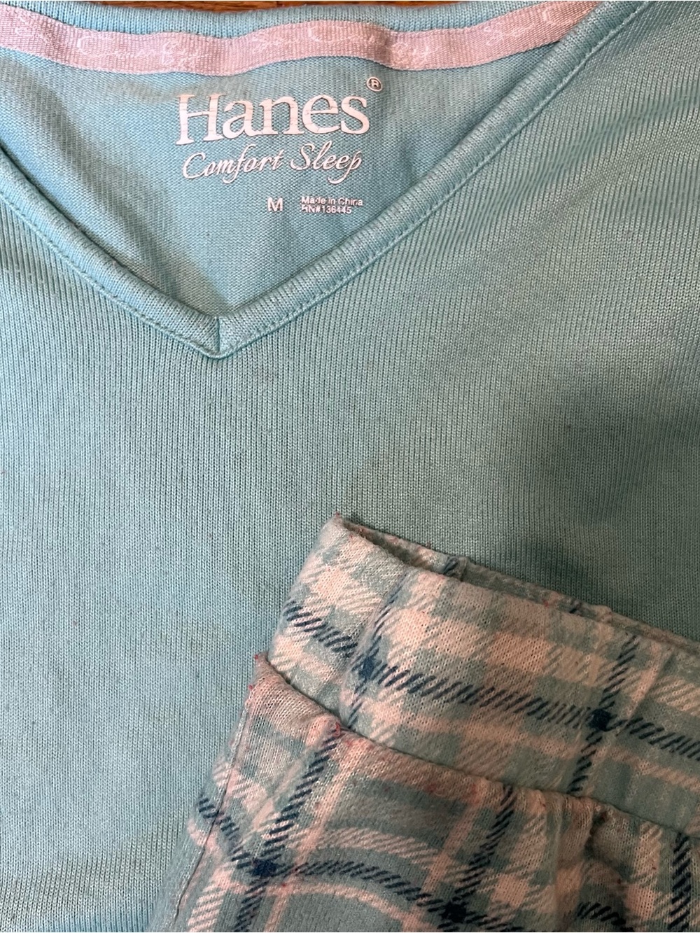 Women’s Medium Pajama Set Blue Soft Top Long Sleeve Cozy - Picture 2 of 3